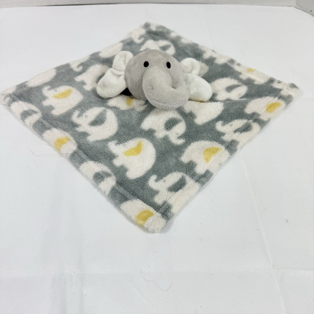 Swiggles Baby Security Blanket Yellow Gray White Elephant Lovey 11" Soft